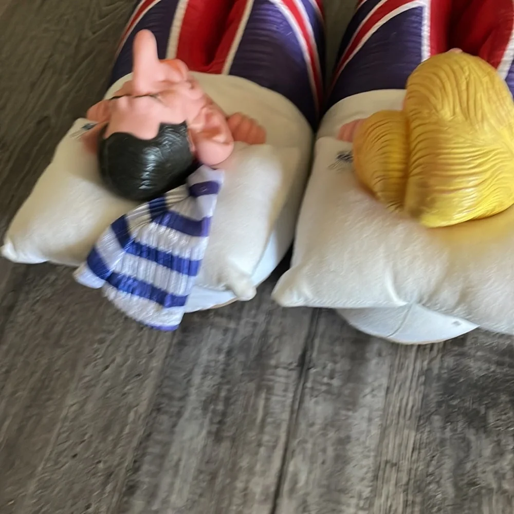 King Charles & Princess Diana rare Union Jack vintage slippers